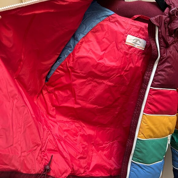 Marine Layer Lost Found Apres Rainbow Puffer Stripe - Women's Small - Picture 5 of 5